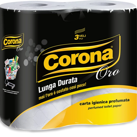 CORONA ORO CARTA IGIENICA 3 VELI - 4 ROTOLI PROFUMATI