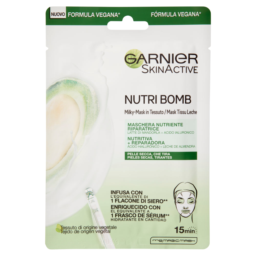 GARNIER SKINACTIVE MASCHERA NUTRI BOMB - NUTRIENTE - LATTE DI MANDORLA