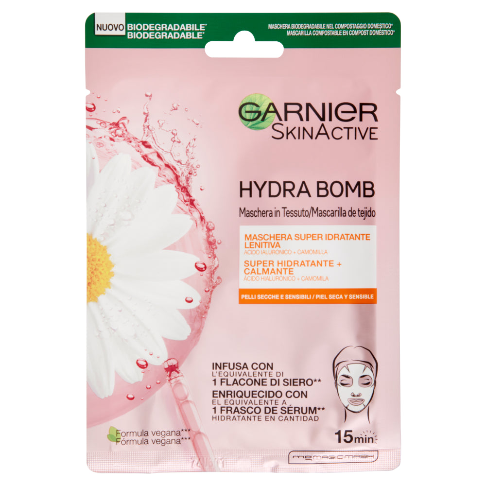 GARNIER SKINACTIVE MASCHERA HYDRA BOMB - LENITIVA - CAMOMILLA - PELLI SECCHE