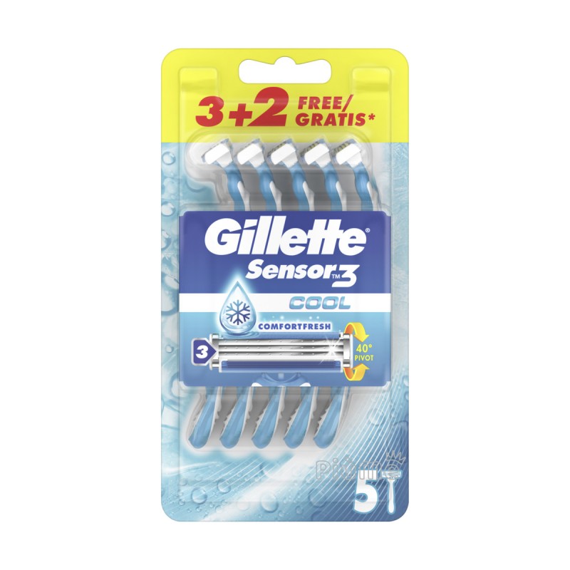 GILLETTE SENSOR 3 COOL - RASOI TRIPLA LAMA - 5 pz