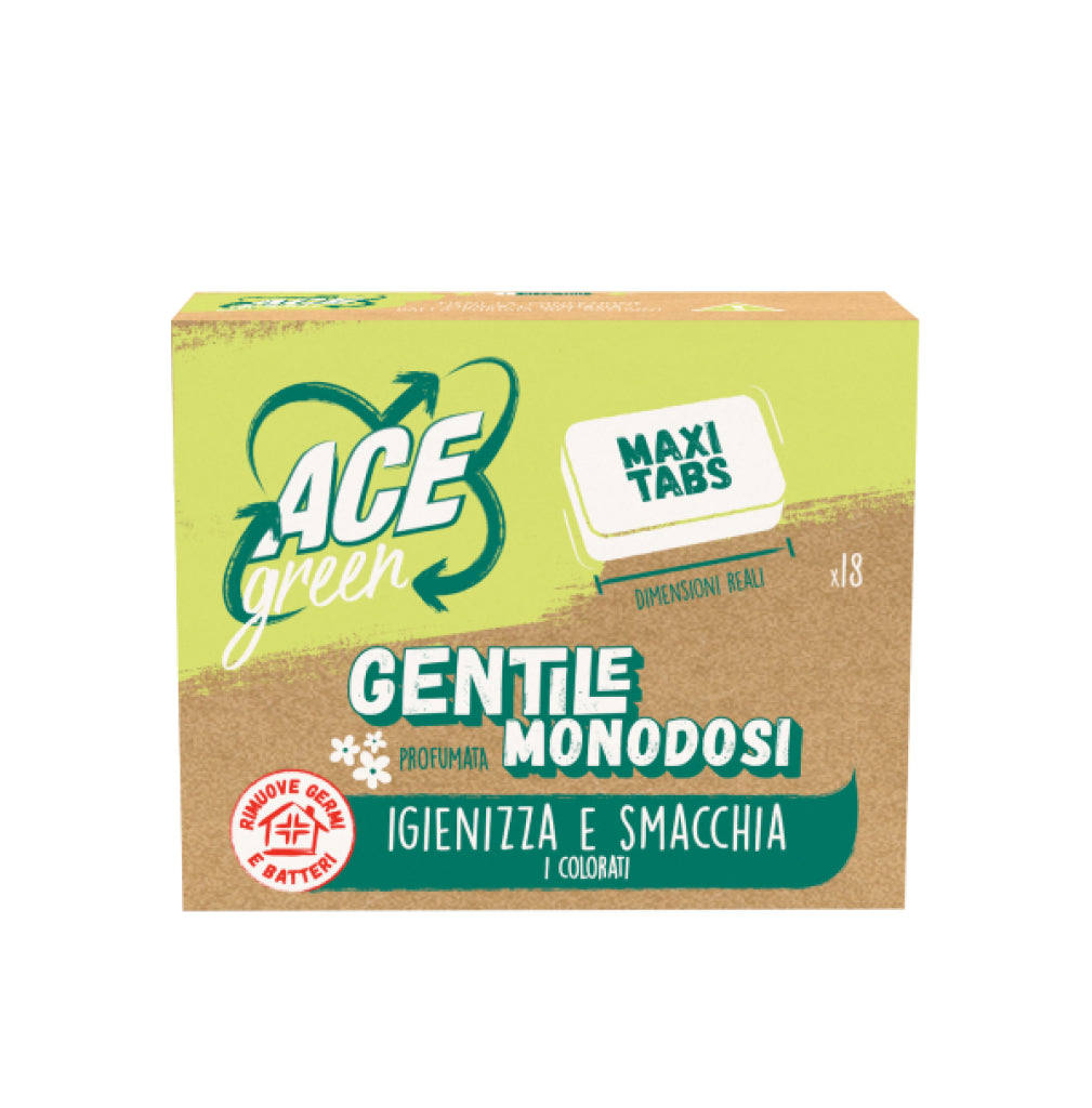 ACE GREEN CANDEGGINA GENTILE 18 MAXI TABS PER BIANCHI E COLORATI - 18 LAVAGGI
