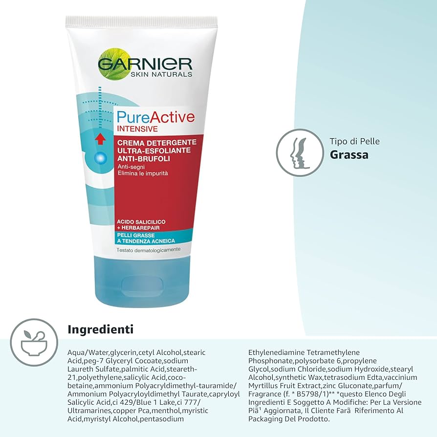 GARNIER CREMA DETERGENTE ESFOLIANTE PURE ACTIVE 150ml