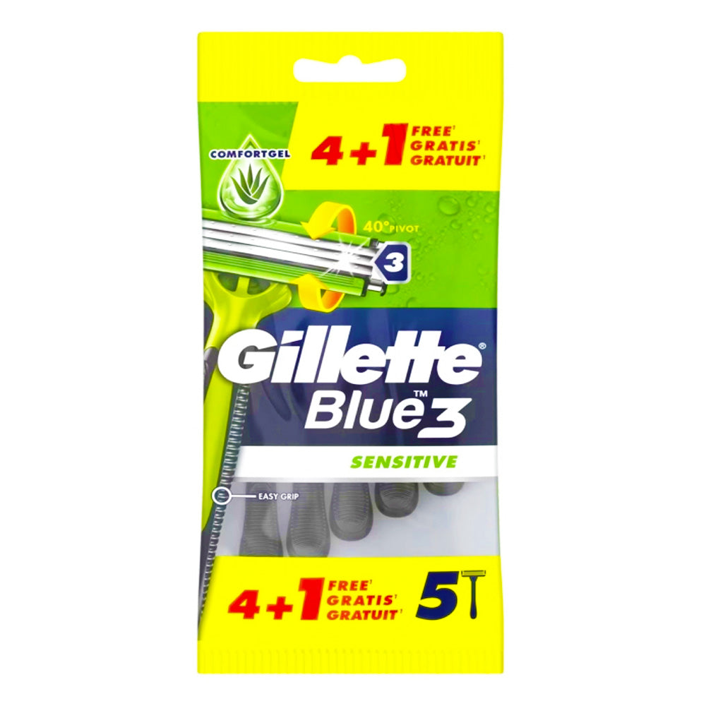 GILLETTE BLUE 3 SENSITIVE - RASOI TRIPLA LAMA PELLI SENSIBILI - 5 pz
