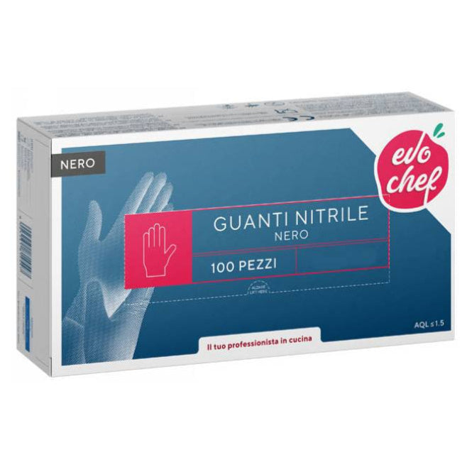 EVO CHEF GUANTI NITRILE NERO - TAGLIA S - 100pz