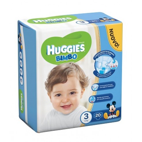 HUGGIES BIMBO PANNOLINI - TAGLIA 3 MIDI 4/9 kg - 20 PANNOLINI