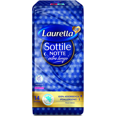 LAURELLA ASSORBENTE SOTTILE NOTTE IPOALLERGENICO EXTRALUNGO - 14pz