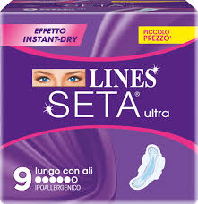 LINES SETA ULTRA ASSORBENTE IPOALLERGENICO LUNGO CON ALI - 9/22pz