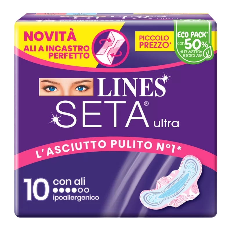 LINES SETA ULTRA ASSORBENTI IPOALLERGENICI CON ALI - 10/20pz