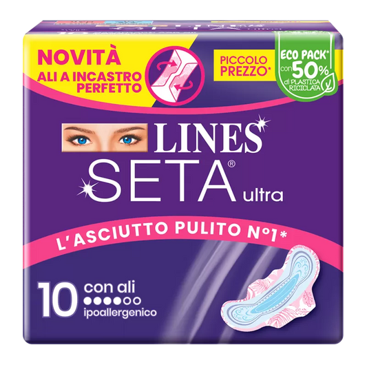 LINES SETA ULTRA ASSORBENTI IPOALLERGENICI CON ALI - 10/20pz