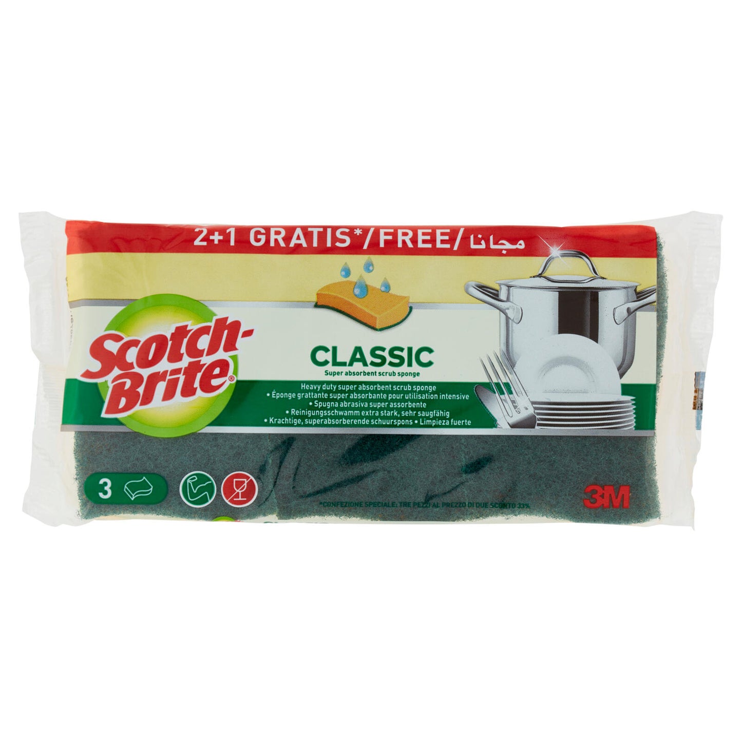 SCOTCH BRITE SPUGNE SCRUB POWER CLASSIC - 3 pz