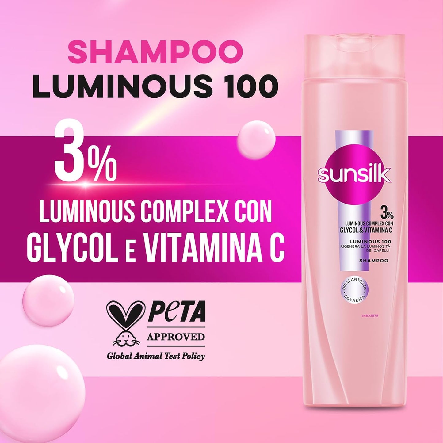 SUNSILK SHAMPOO 3% GLYCOL & VITAMINA C - BRILLANTEZZA ESTREMA 250ml