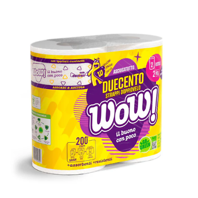 WOW CARTA ASCIUGATUTTO DOPPIO VELO 200 STRAPPI - 2 ROTOLI