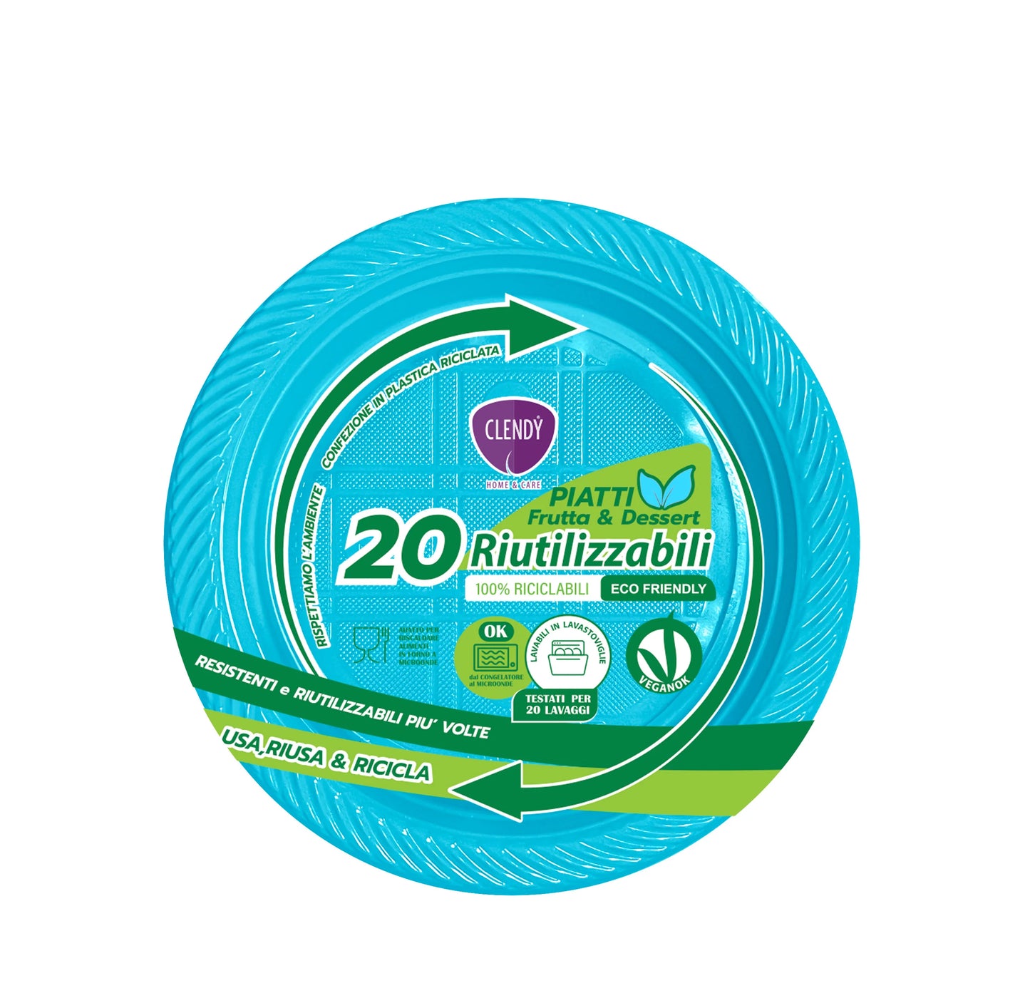 CLENDY PIATTINI FRUTTA E DESSERT RIUTILIZZABILI - 20pz - VARI COLORI