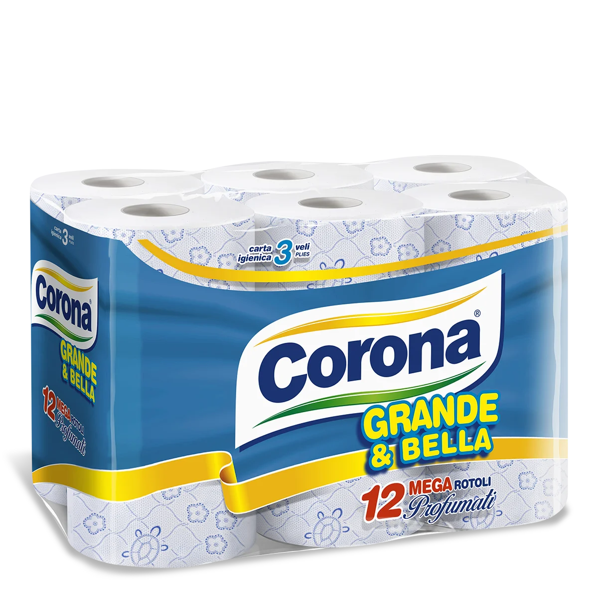 CORONA GRANDE E BELLA CARTA IGIENICA 3 VELI - 12 MEGA ROTOLI