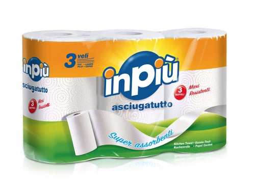 INPIÙ ROTOLO ASCIUGATUTTO SUPER ASSORBENTE 3 VELI - 3 pz