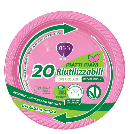 CLENDY PIATTI PIANI RIUTILIZZABILI 20pz - VARI COLORI