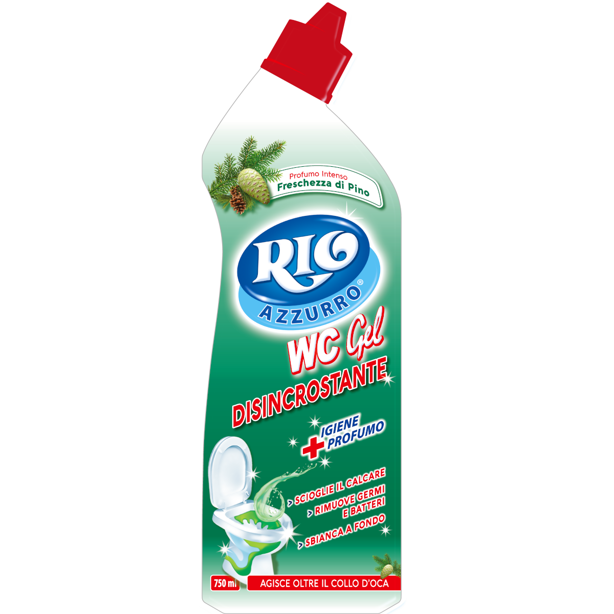 RIO AZZURRO WC GEL DISINCROSTANTE FRESCHEZZA DI PINO - 750ml