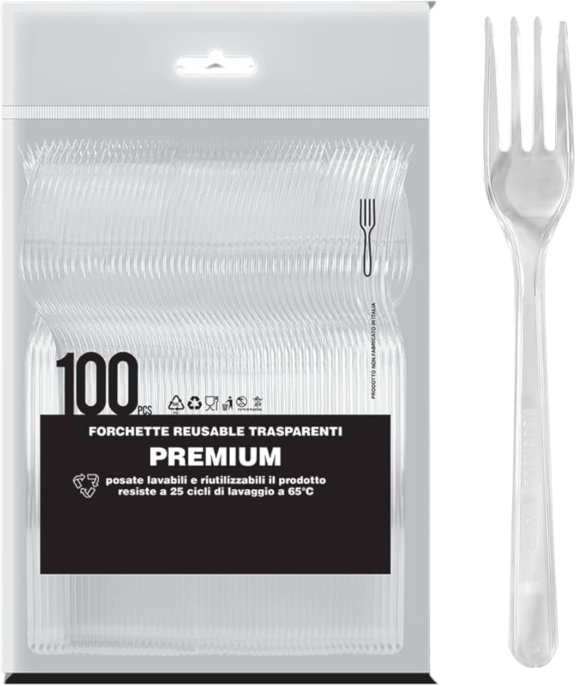 FORCHETTE PLASTICA TRASPARENTE PREMIUM - 20pz / 100pz