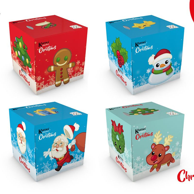 KARTIKA FAZZOLETTINI 3 VELI IN SCATOLA DI NATALE - 56 pz