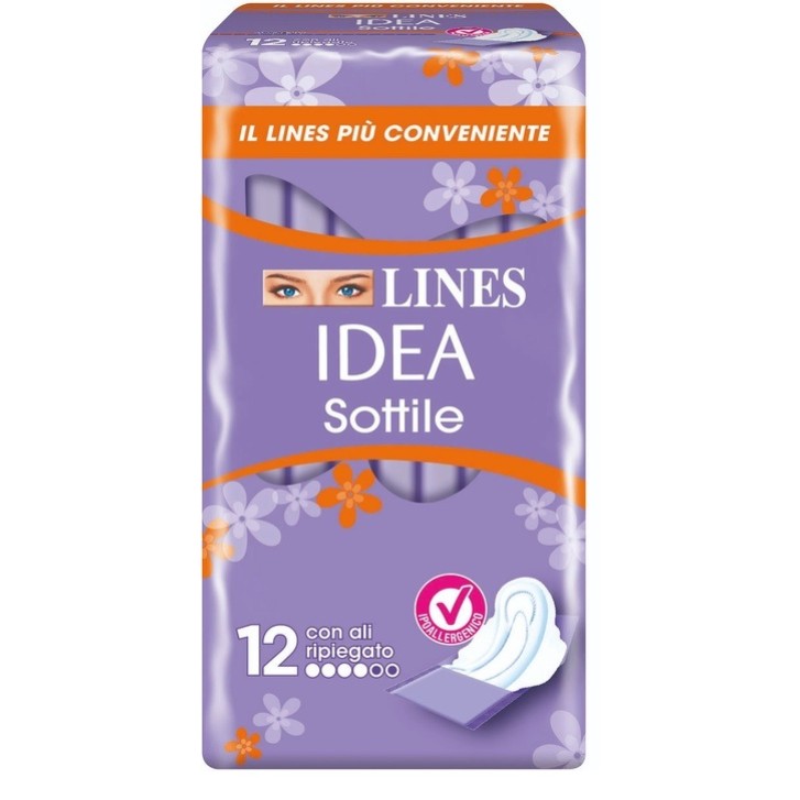 LINES IDEA SOTTILE - ASSORBENTI IPOALLEGENICI CON ALI - 12pz