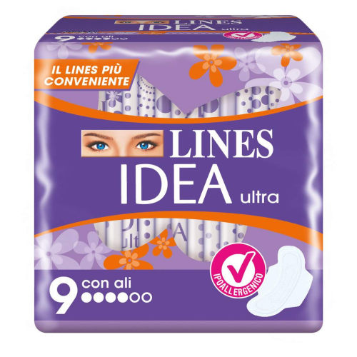 LINES IDEA ULTRA - ASSORBENTE IPOALLERGENICO CON ALI - 9pz