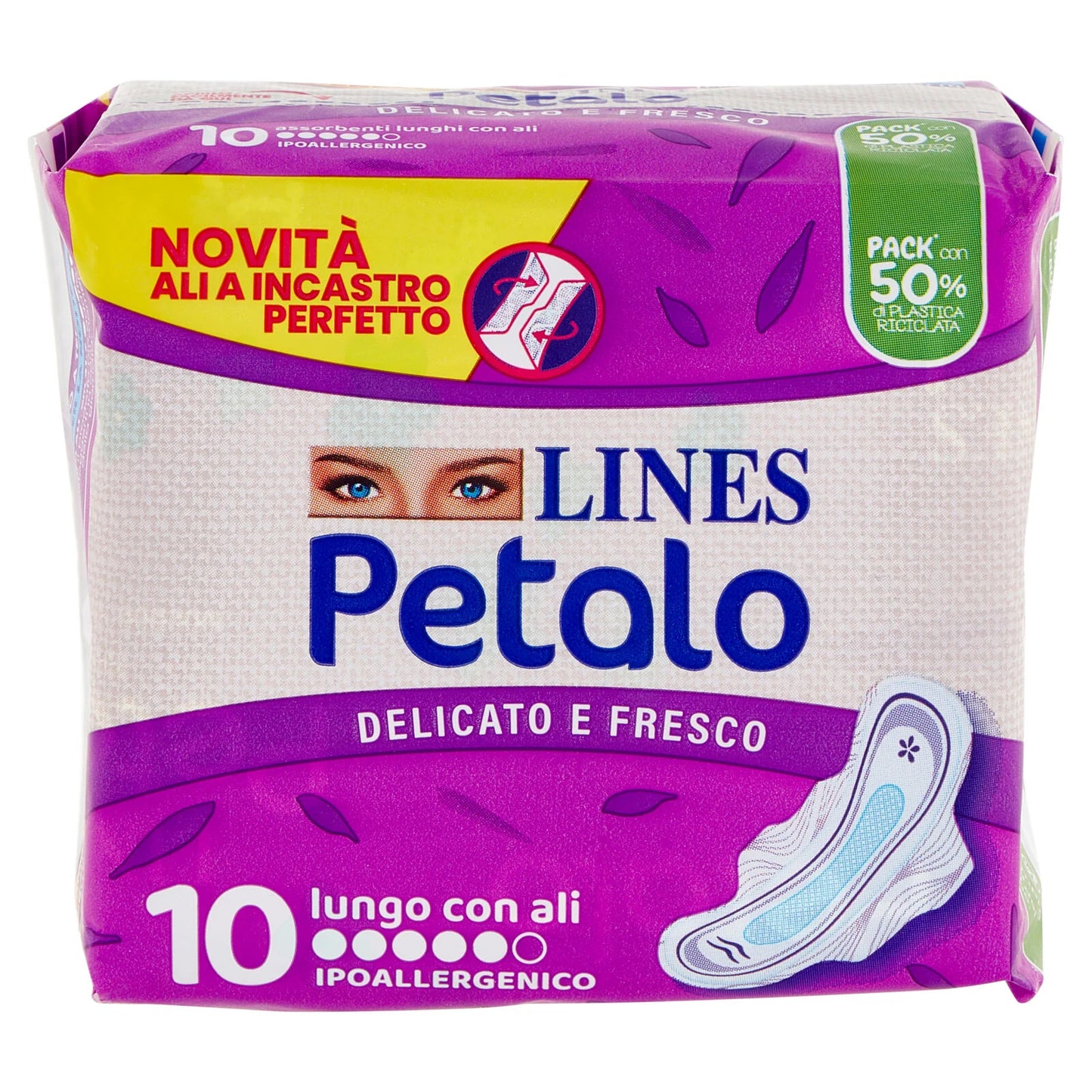 LINES PETALO ASSORBENTE LUNGO IPOALLERGENICO CON ALI - 10pz