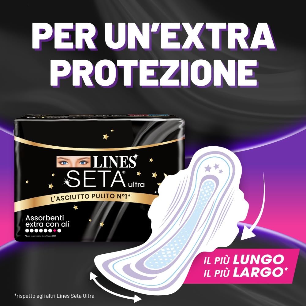 LINES SETA ULTRA ASSORBENTI CON ALI EXTRA PROTEZIONE - 8pz