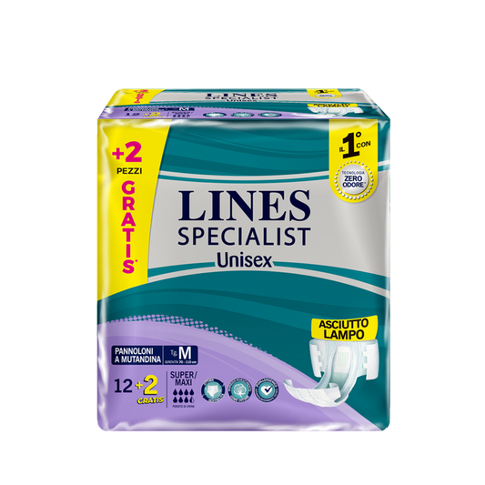 LINES SPECIALIST UNISEX - PANNOLONI A MUTANDINA SUPER/MAXI - 14pz