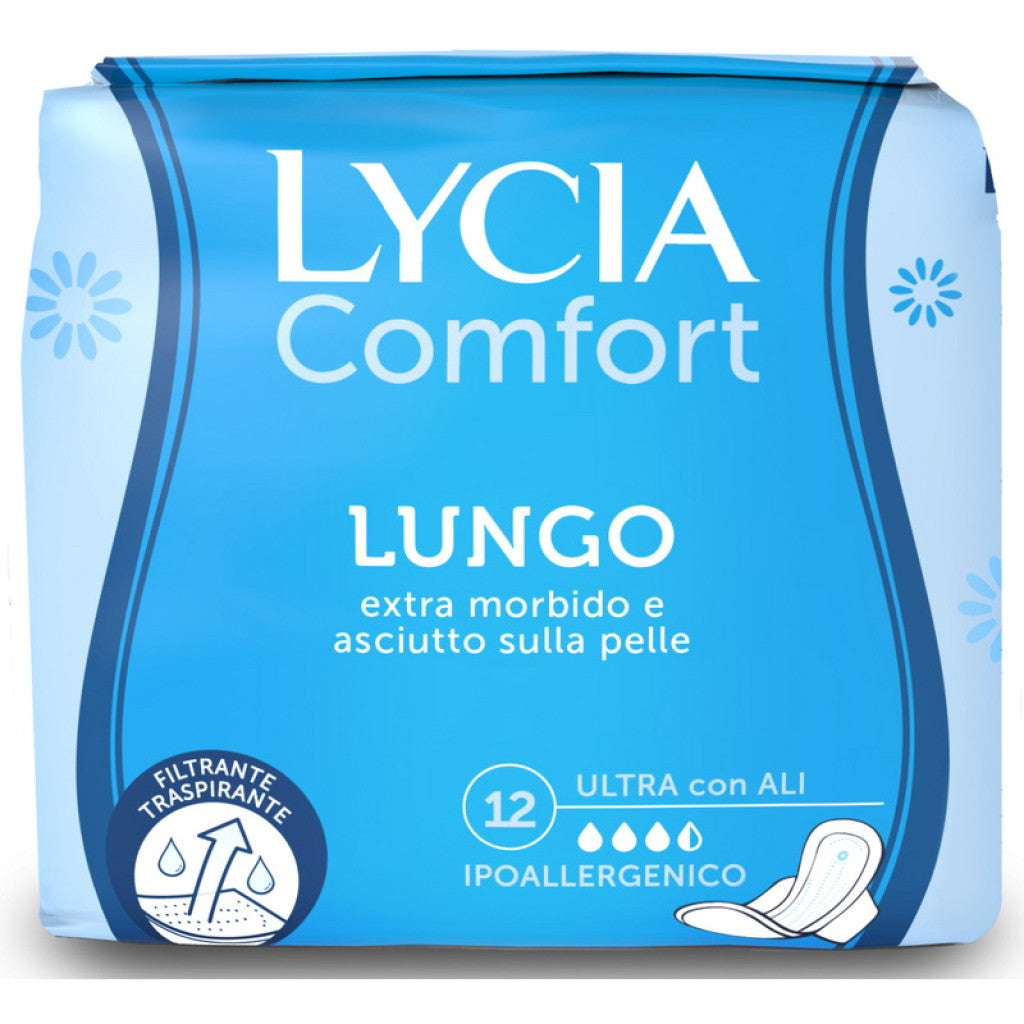 LYCIA COMFORT ASSORBENTE LUNGO IPOALLERNICO CON ALI - 12pz