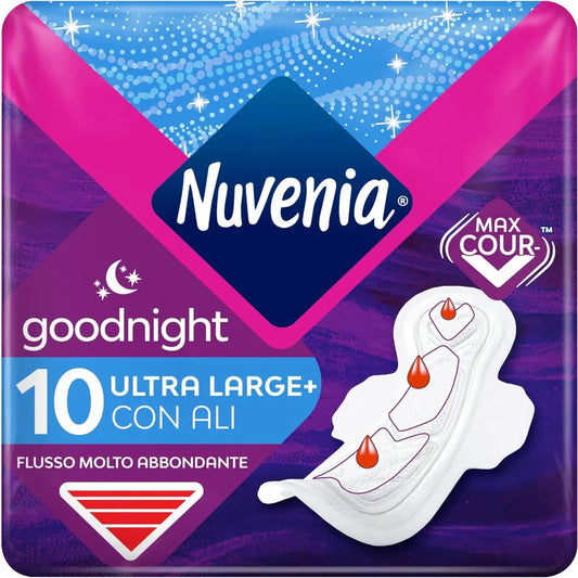NUVENIA GOODNIGHT ASSORBENTE ULTRA LARGE+ CON ALI - 10pz