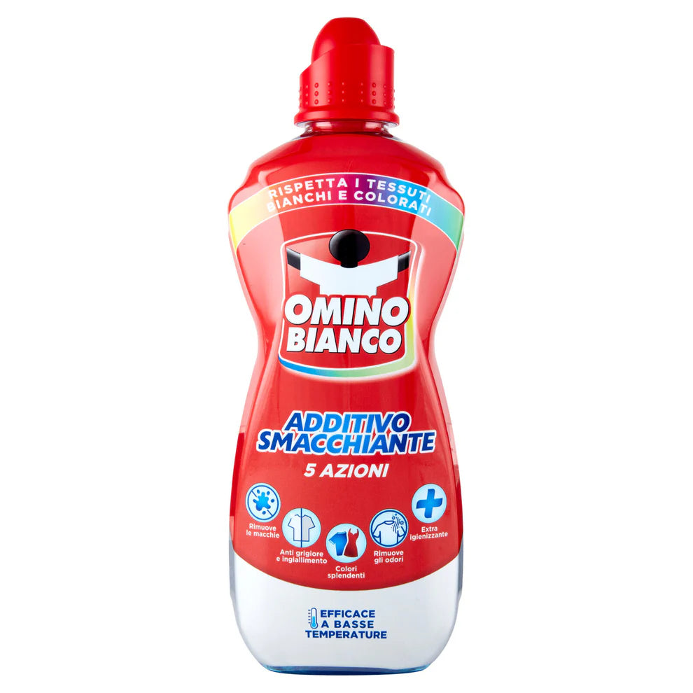 OMINO BIANCO - ADDITIVO SMACCHIANTE 5 AZIONI - BIANCHI E COLORATI - 900ml
