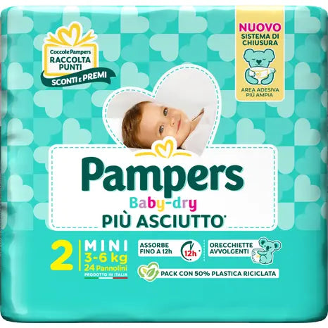PAMPERS PANNOLINI BABY DRY PIÙ ASCIUTTO - VARI FORMATI