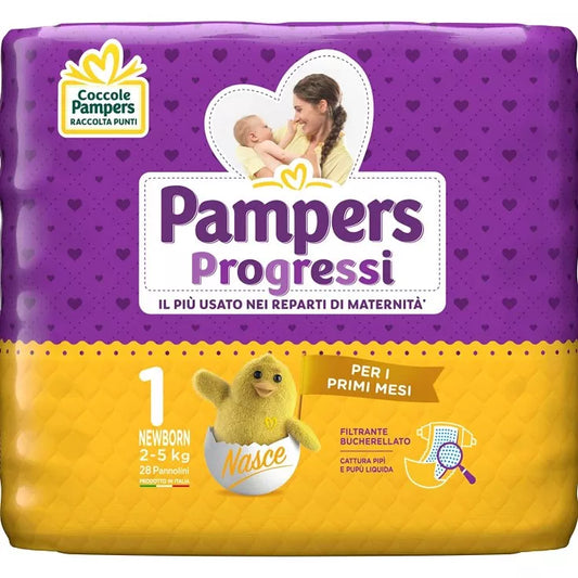 PAMPERS PROGRESSI PANNOLINI TAGLIA 1 - NEWBORN 2-5kg - 28pz
