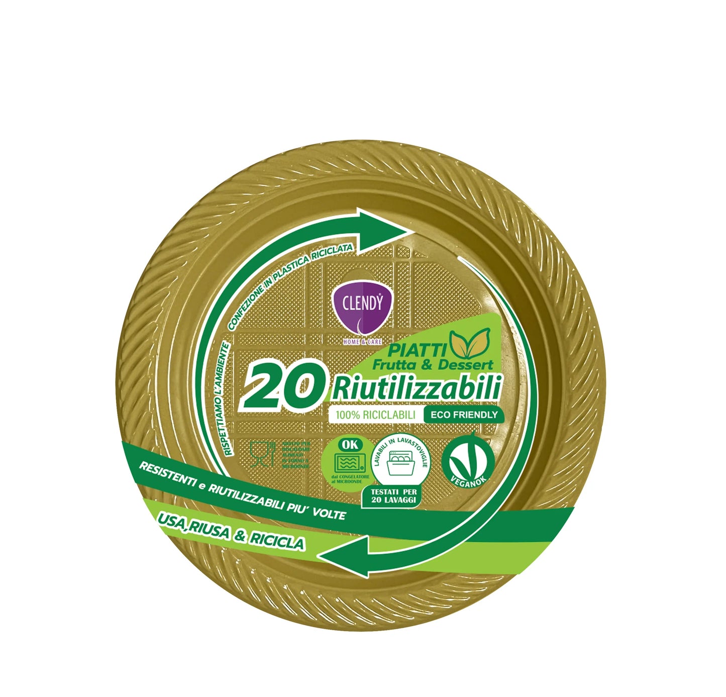CLENDY PIATTINI FRUTTA E DESSERT RIUTILIZZABILI - 20pz - VARI COLORI
