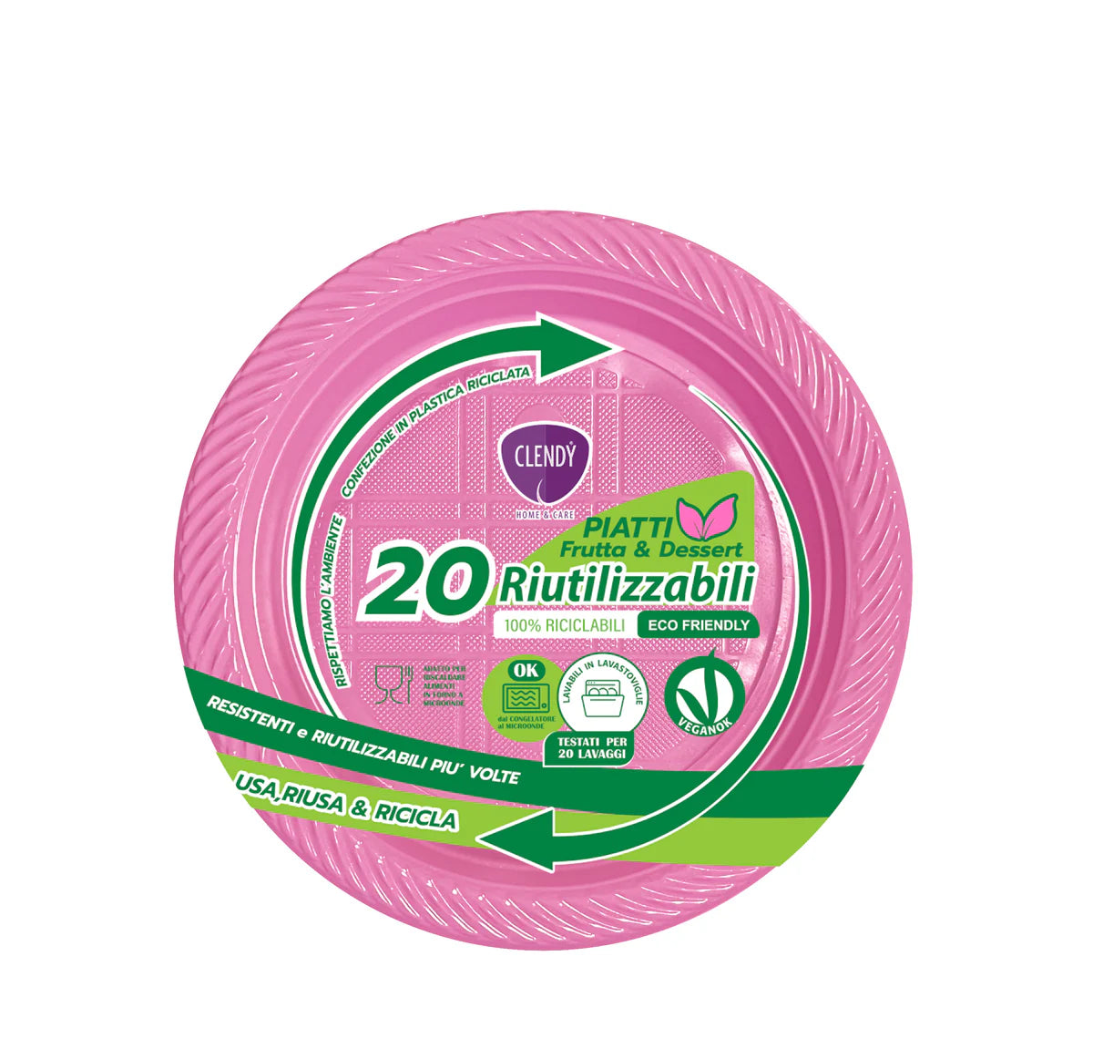 CLENDY PIATTINI FRUTTA E DESSERT RIUTILIZZABILI - 20pz - VARI COLORI