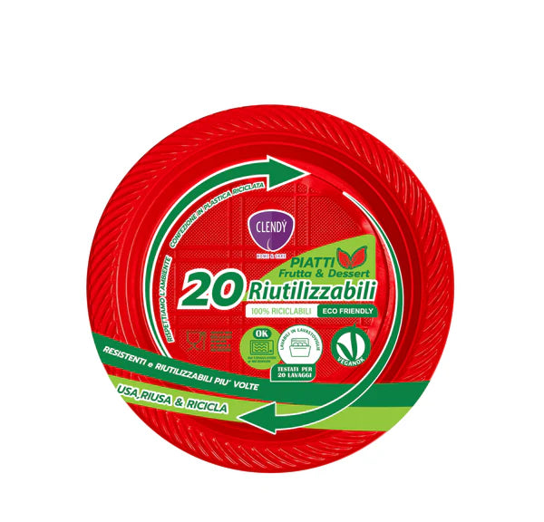 CLENDY PIATTINI FRUTTA E DESSERT RIUTILIZZABILI - 20pz - VARI COLORI