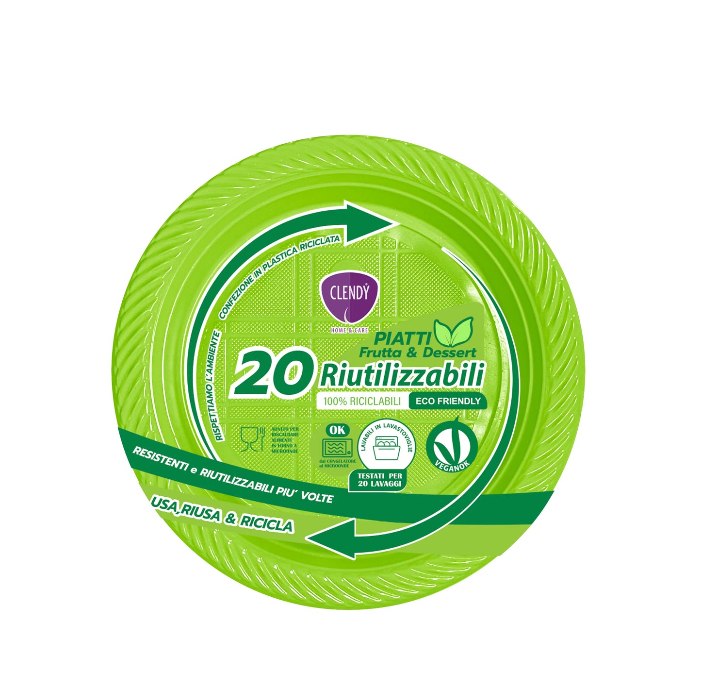 CLENDY PIATTINI FRUTTA E DESSERT RIUTILIZZABILI - 20pz - VARI COLORI