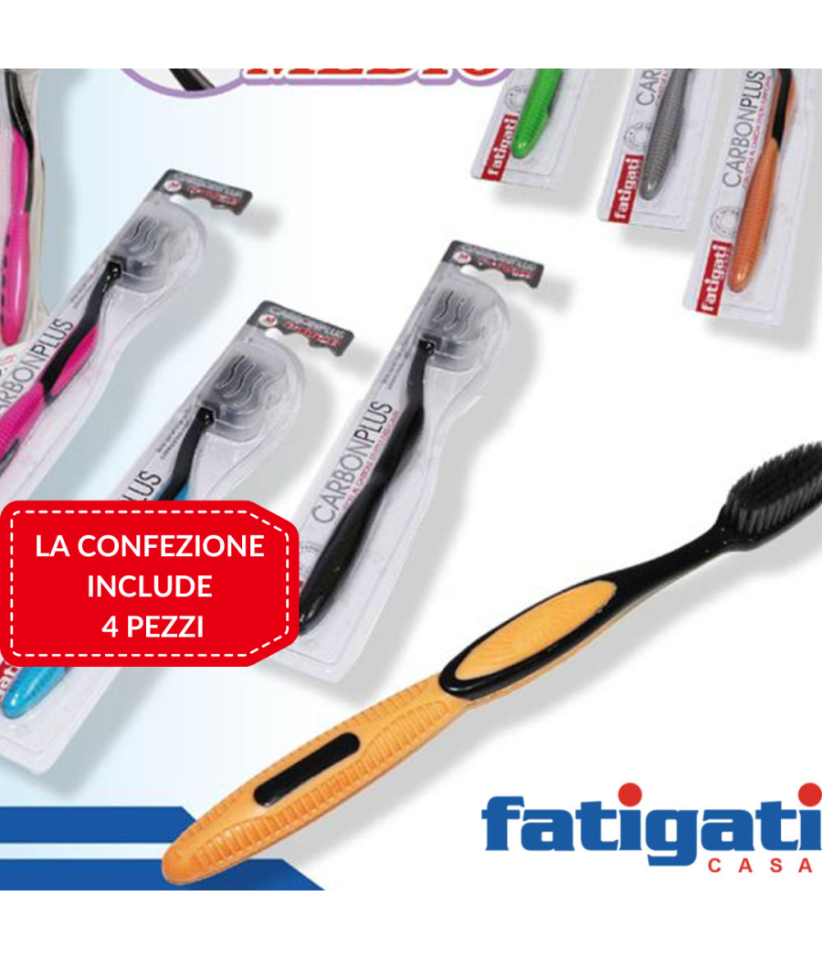 FATIGATI 3 SPAZZOLINI CON COPRITESTINA - SETOLE AL CARBONE