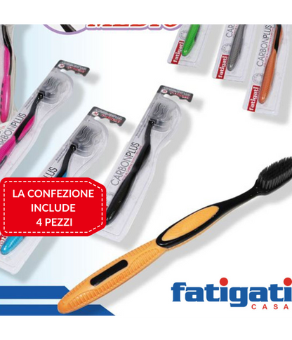 FATIGATI 3 SPAZZOLINI CON COPRITESTINA - SETOLE AL CARBONE