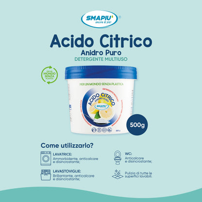 SMAPIÙ ACIDO CITRICO - DETERGENTE MULTIUSO - 500 g