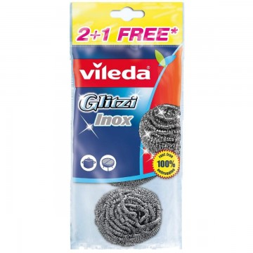 VILEDA GLITZ INOX PAGLIETTE ABRASIVE A SPIRALE - 3 pz